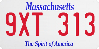 MA license plate 9XT313