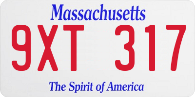 MA license plate 9XT317