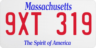MA license plate 9XT319