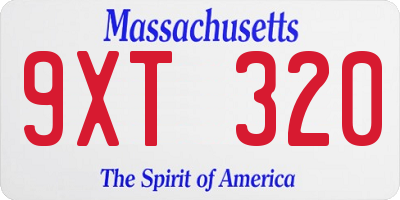 MA license plate 9XT320