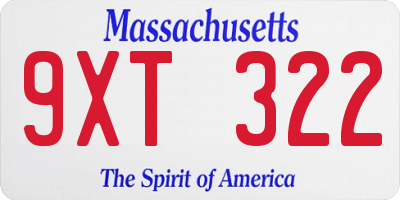MA license plate 9XT322