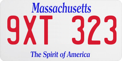 MA license plate 9XT323