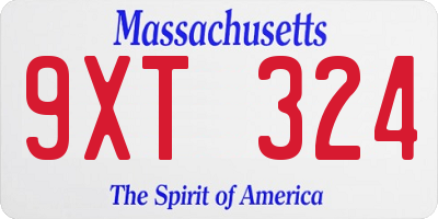 MA license plate 9XT324