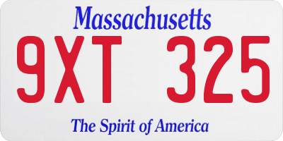 MA license plate 9XT325
