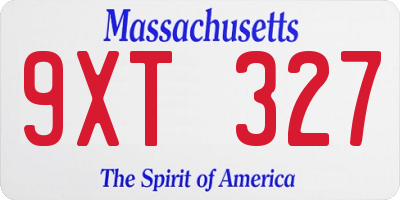MA license plate 9XT327