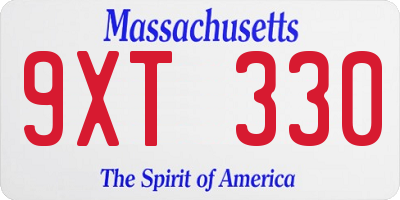 MA license plate 9XT330