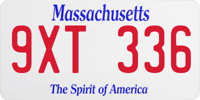 MA license plate 9XT336
