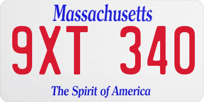 MA license plate 9XT340