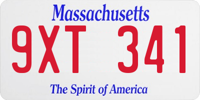 MA license plate 9XT341