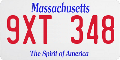 MA license plate 9XT348