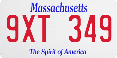 MA license plate 9XT349
