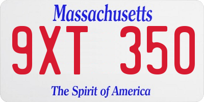 MA license plate 9XT350