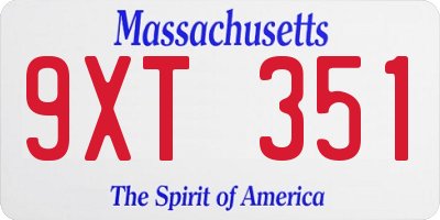 MA license plate 9XT351