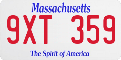 MA license plate 9XT359