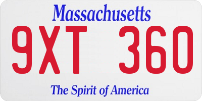 MA license plate 9XT360