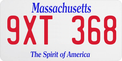 MA license plate 9XT368