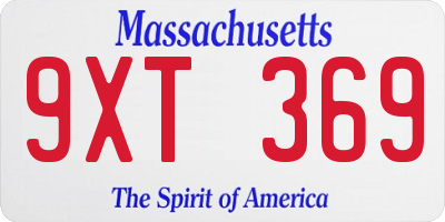 MA license plate 9XT369