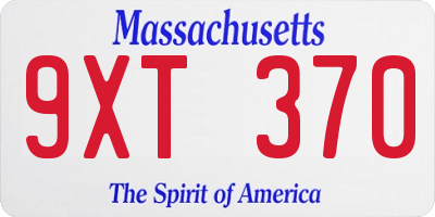 MA license plate 9XT370
