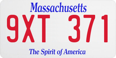 MA license plate 9XT371