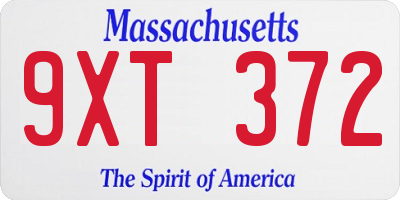 MA license plate 9XT372