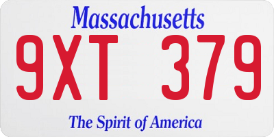 MA license plate 9XT379