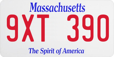 MA license plate 9XT390