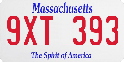MA license plate 9XT393