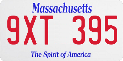 MA license plate 9XT395