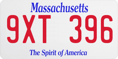 MA license plate 9XT396