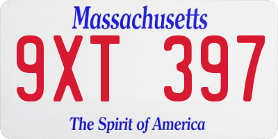 MA license plate 9XT397