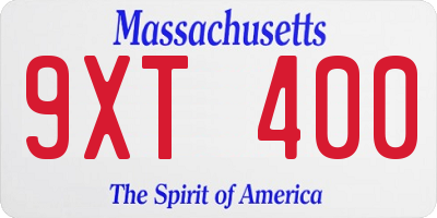 MA license plate 9XT400