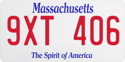 MA license plate 9XT406