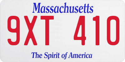 MA license plate 9XT410