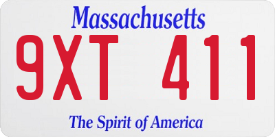 MA license plate 9XT411