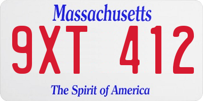 MA license plate 9XT412