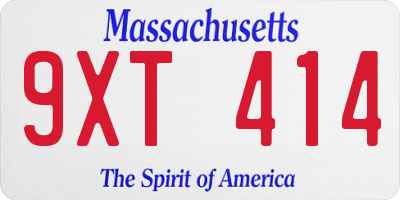 MA license plate 9XT414