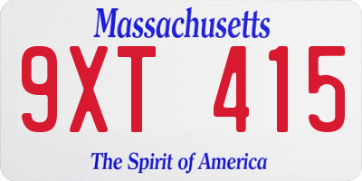 MA license plate 9XT415