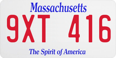 MA license plate 9XT416