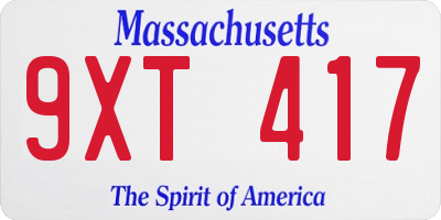 MA license plate 9XT417