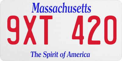 MA license plate 9XT420