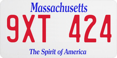 MA license plate 9XT424