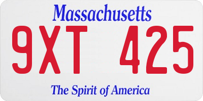 MA license plate 9XT425