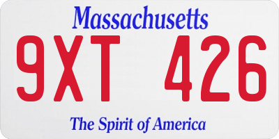 MA license plate 9XT426