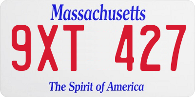 MA license plate 9XT427
