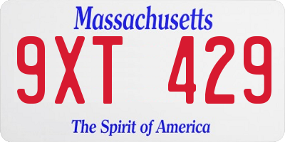 MA license plate 9XT429