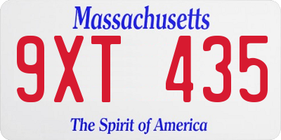 MA license plate 9XT435