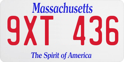MA license plate 9XT436