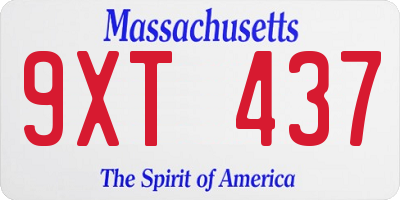 MA license plate 9XT437