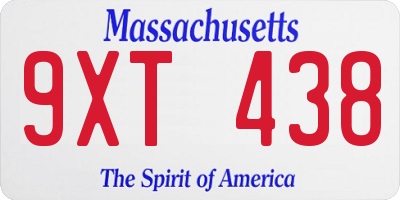 MA license plate 9XT438
