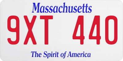 MA license plate 9XT440